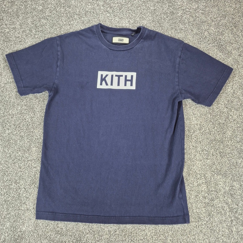 Kith T-Shirt Mens Small Navy Blue Box Logo Short Sleeve Cotton Tee